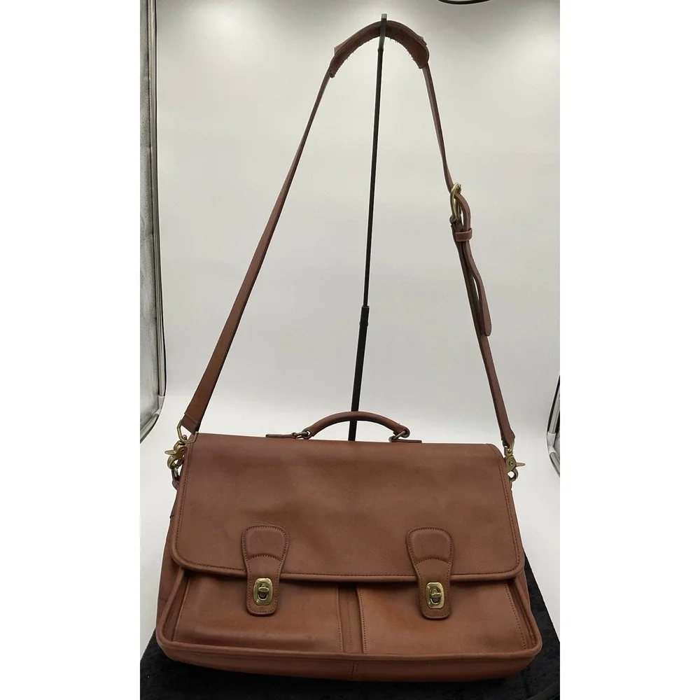 VINTAGE BRITISH TAN COACH LEATHER LAPTOP BRIEFCASE MESSENGER BAG